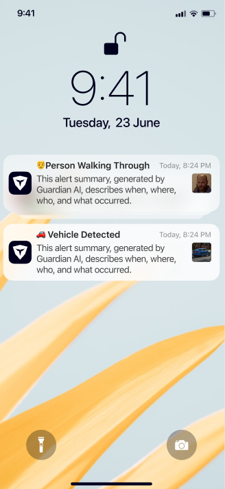 AI Alert Summary Notification on Lock Screen