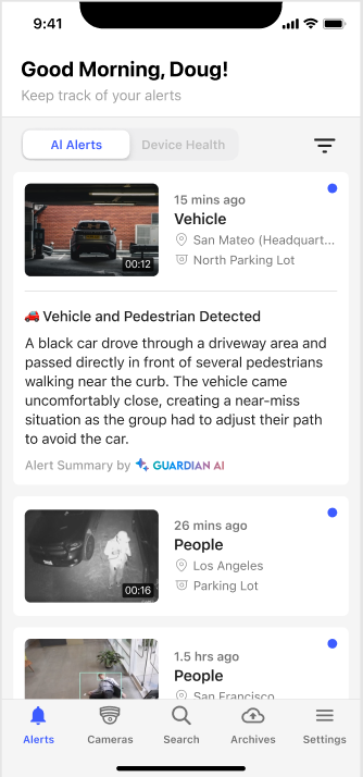 AI Alert Summary Detailed View in App