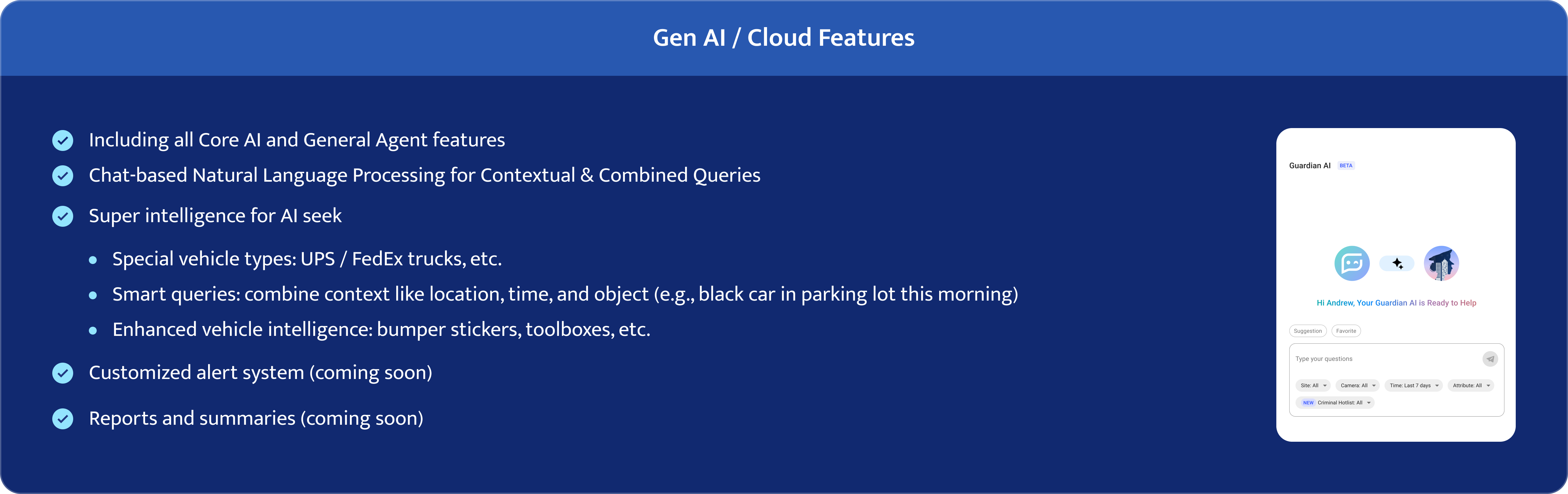 Gen‑AI / Cloud features