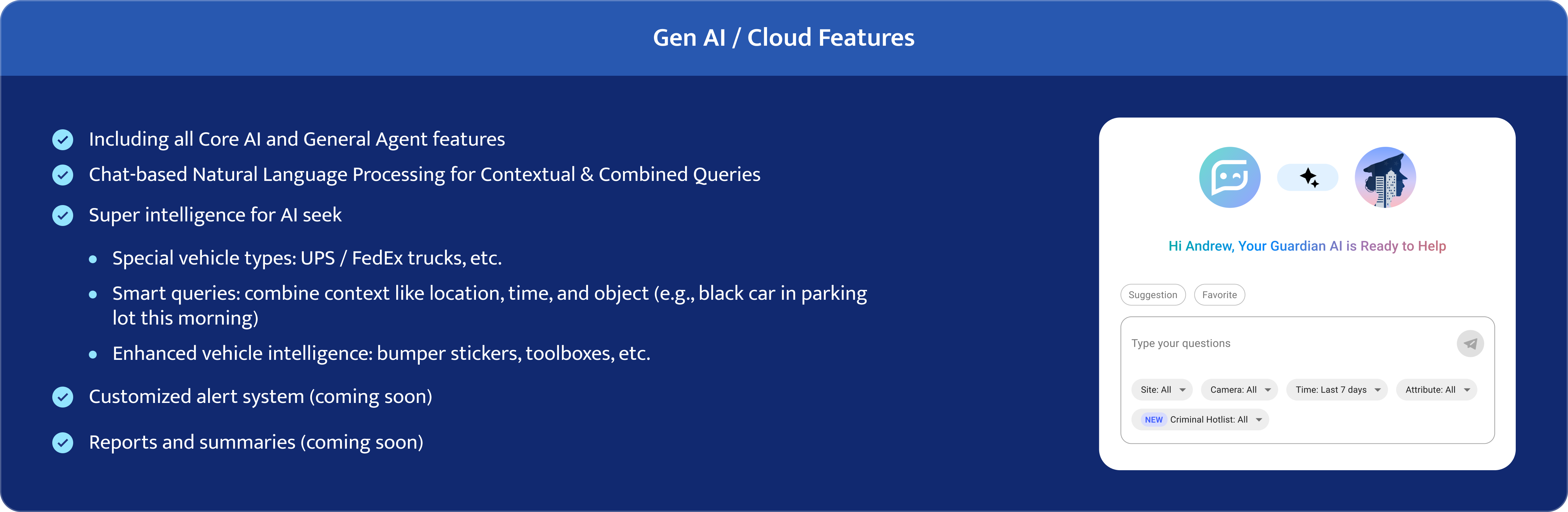 Gen‑AI / Cloud features